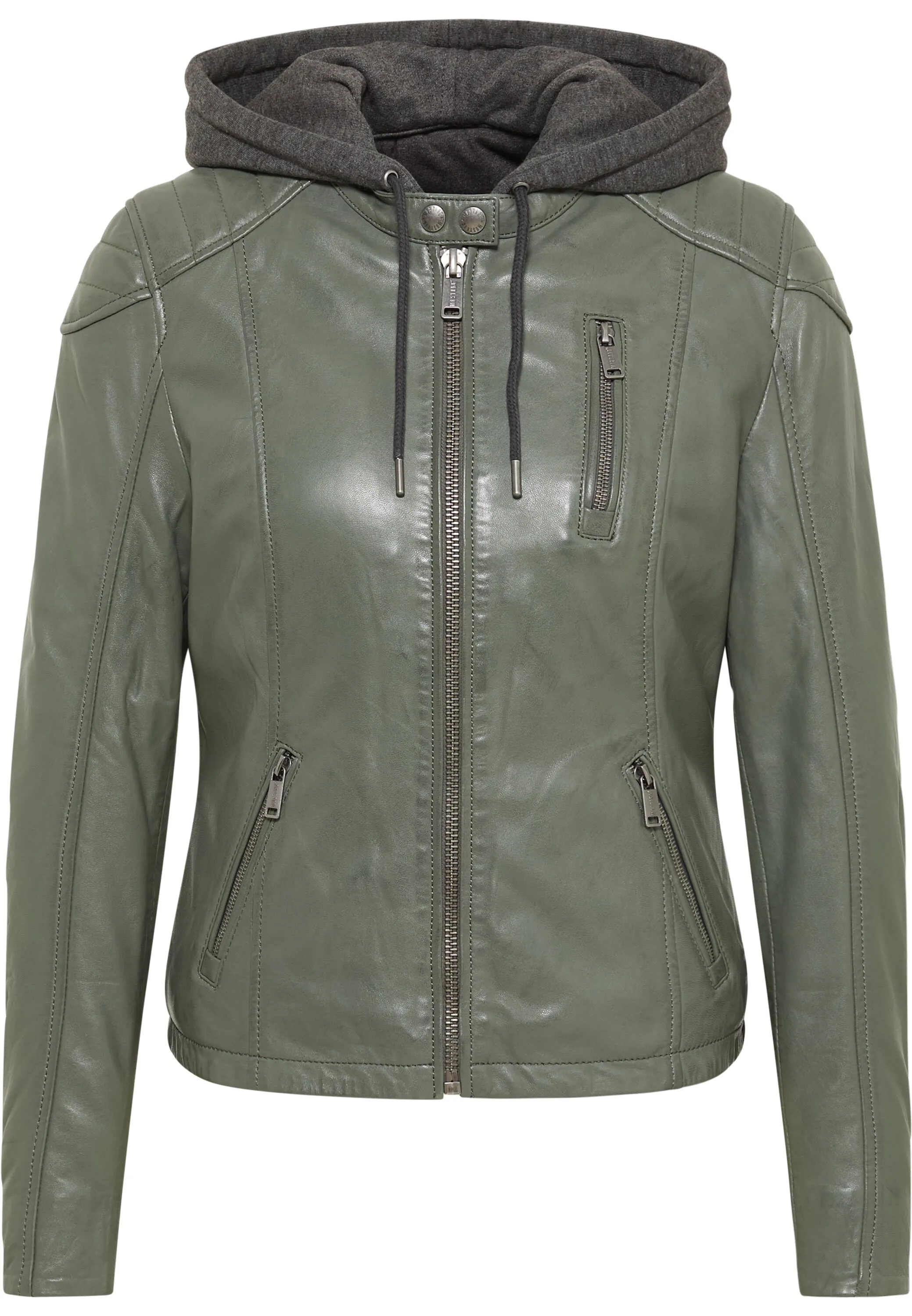 Biker-Jacke mit abnehmbarer Kapuze