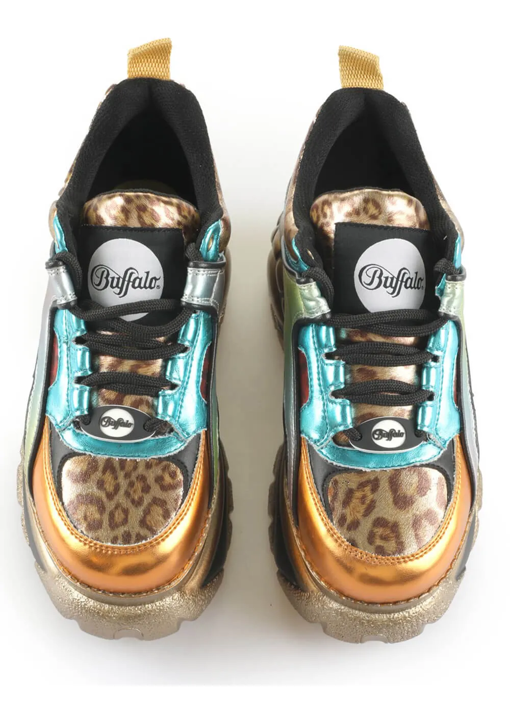 Buffalo London 1339-14 Rev Vegan Platform Sneakers in Rosa Aqua Orange