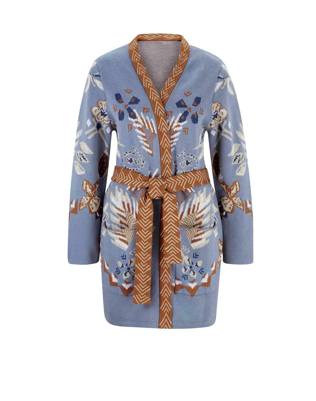 Damen Strickjacke Cardigan Lang Gürtel Jacke gestrickt Frühling Freizeitjacke