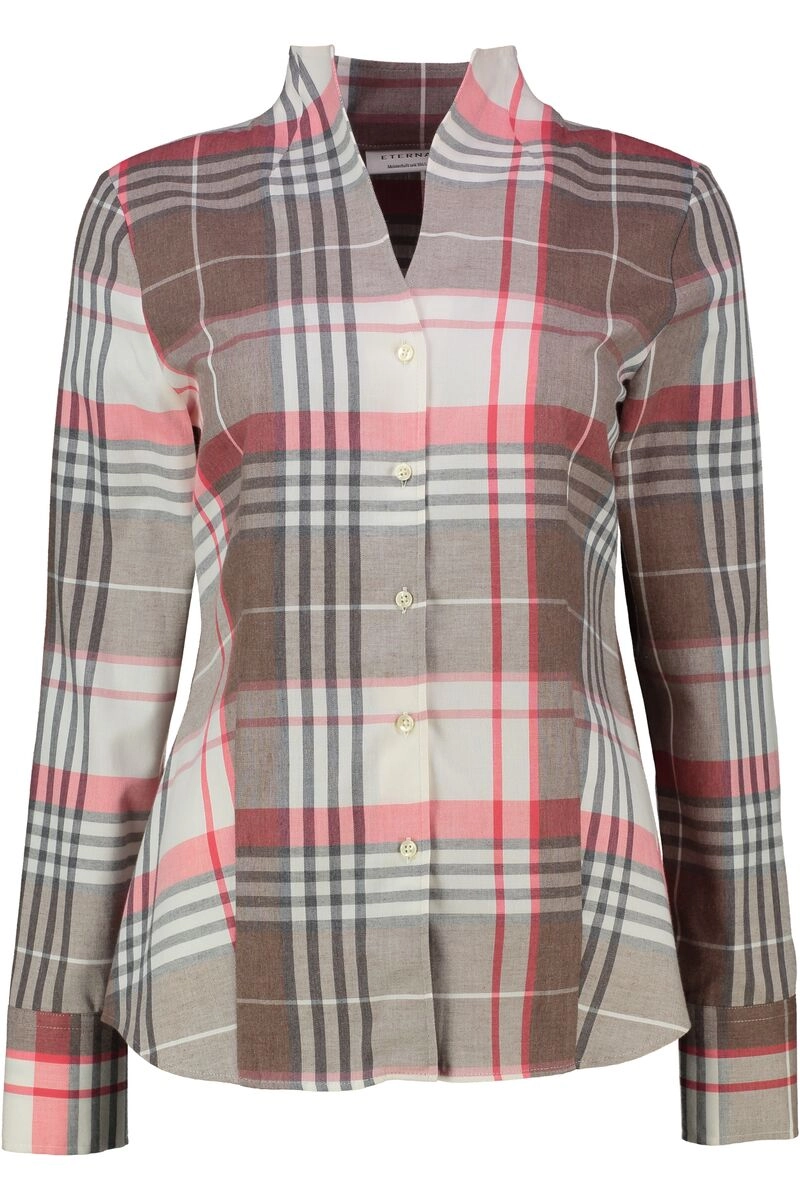 ETERNA Flanell-Bluse orange kariert mit Kelchkragen