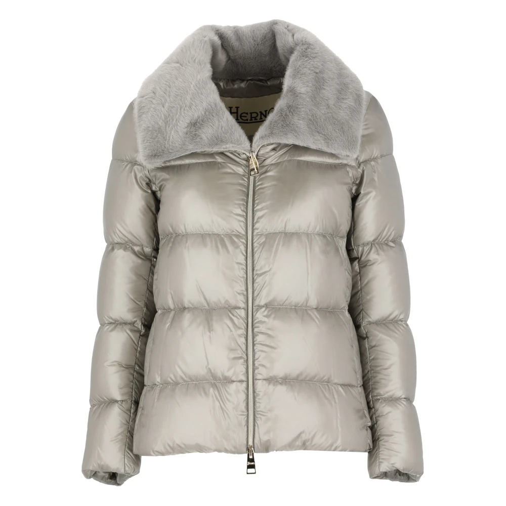 Gepolsterte Daunenjacke mit Kunstpelzkragen