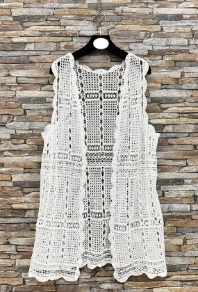 HINA cardigan in cotton crochet, boho chic and romantic