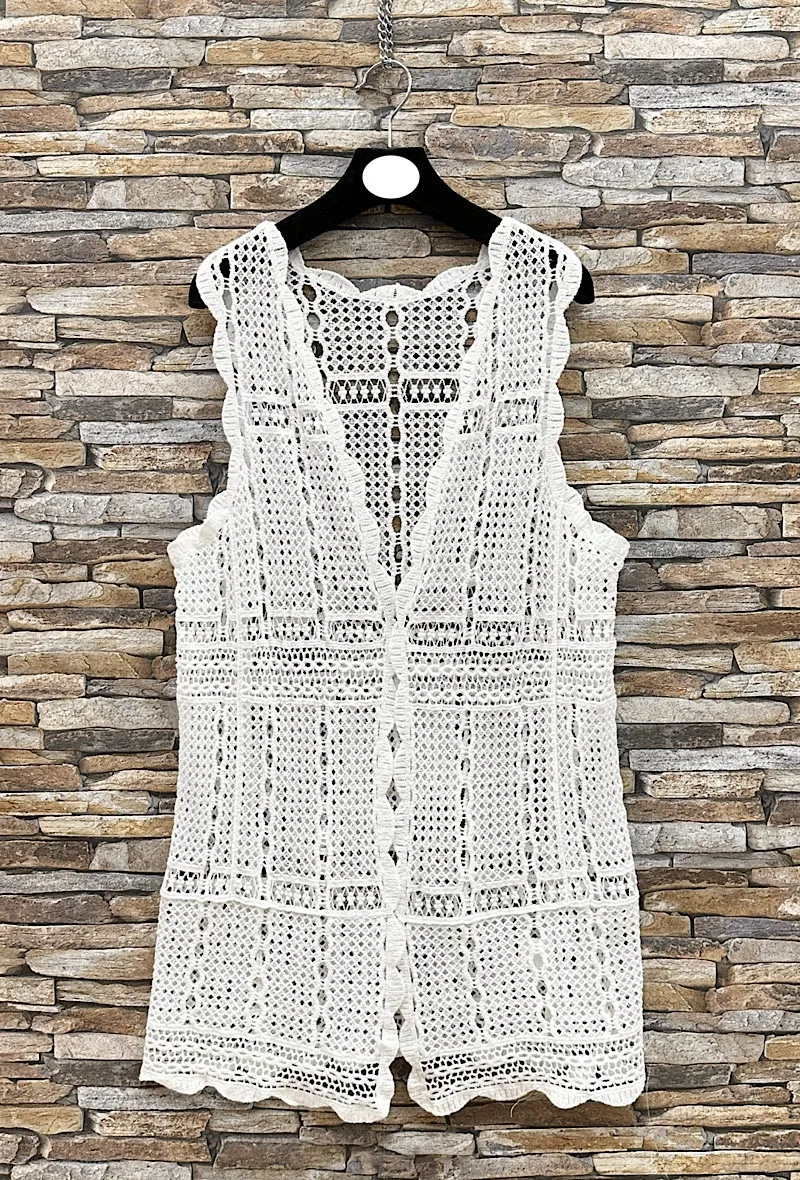 HINA cardigan in cotton crochet, boho chic and romantic
