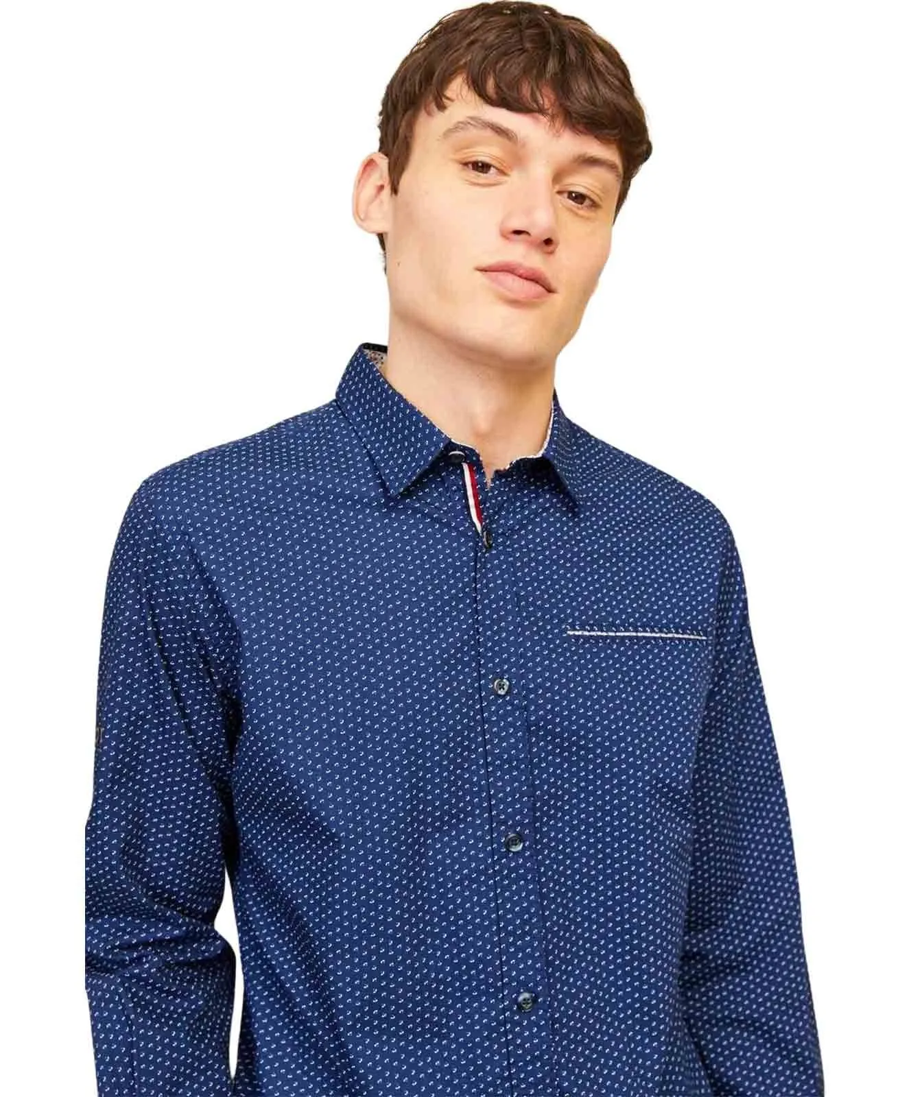 Jack & Jones Hemd Eremy in blau mit Punkten