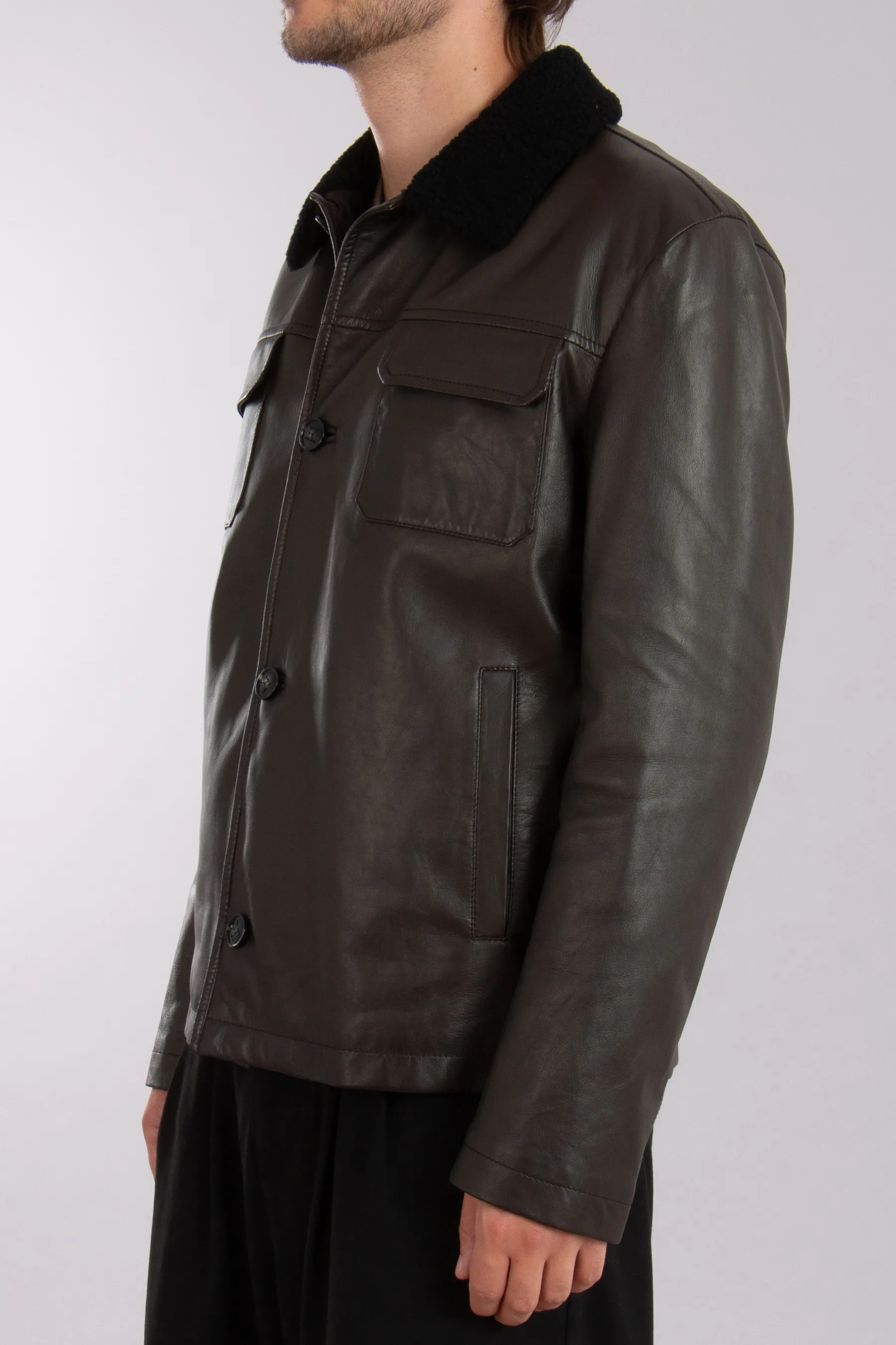 KITON Padded Lamb Leather Jacket  