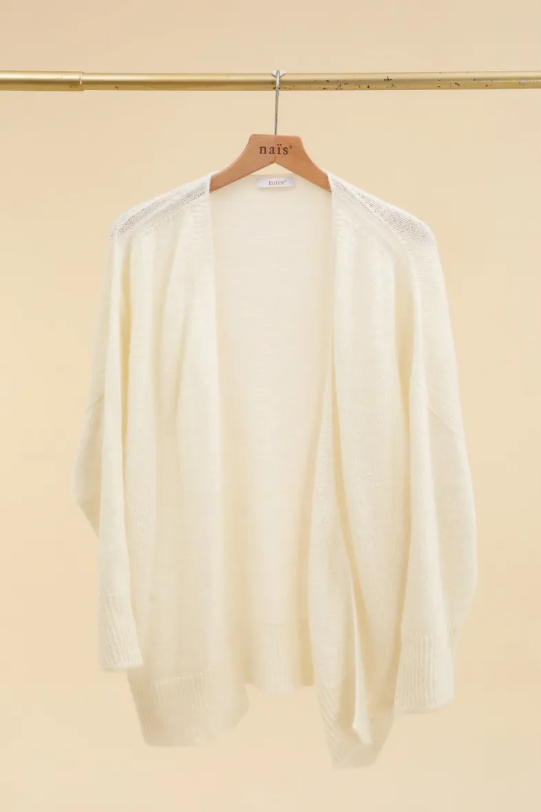 MITTELLANGER GERIPPTER CARDIGAN AUS KID MOHAIR