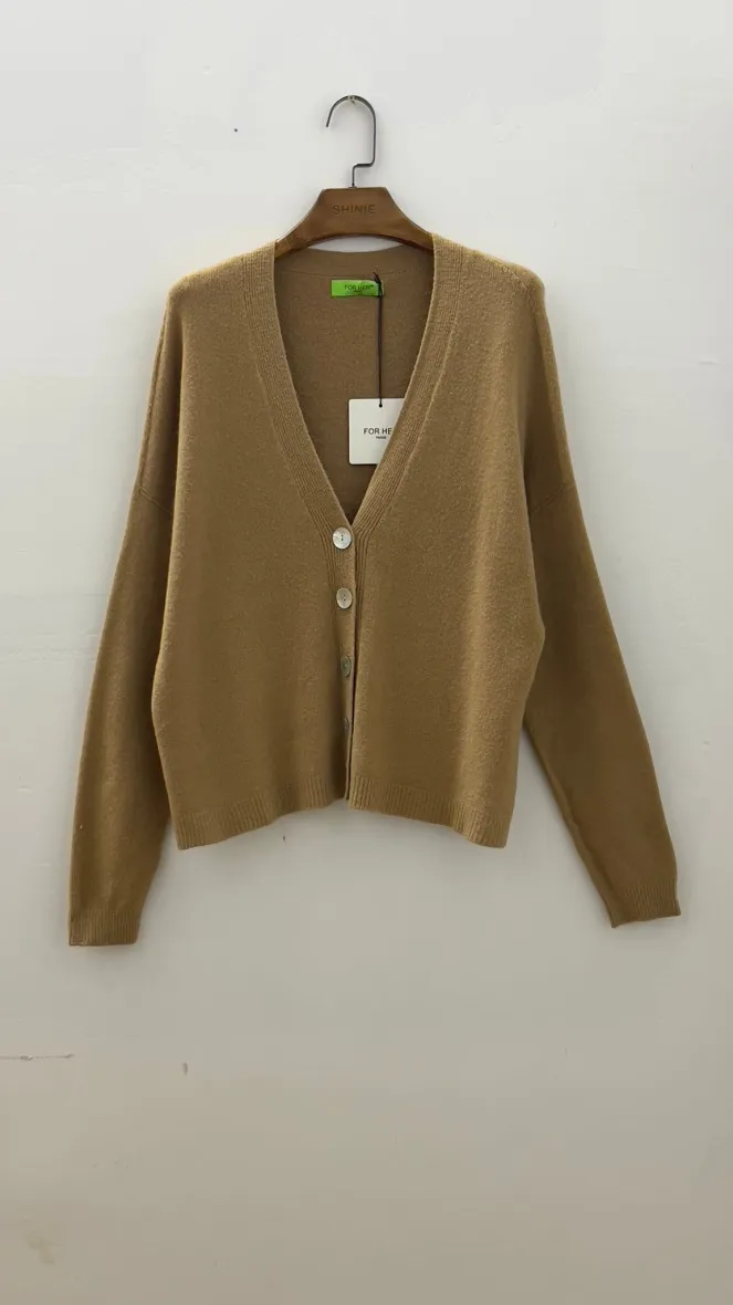 Nahtloser Cardigan mit Knöpfen, langen Ärmeln, Kaschmir-Touch