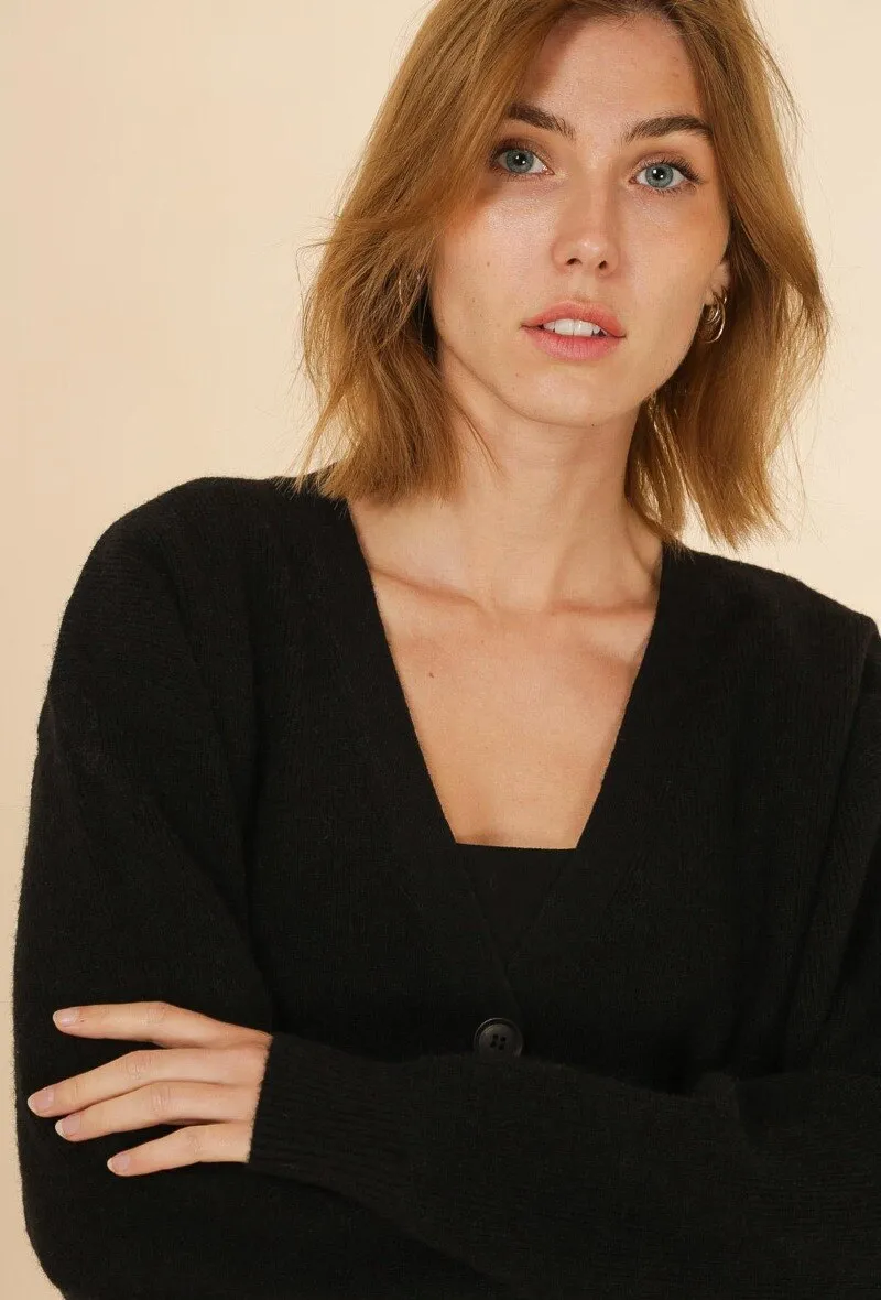 Oversized cardigan with buttons, long sleeves
