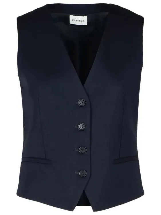   P.A.R.O.S.H.  Liliux' Blue Virgin Wool Blend Vest Blue