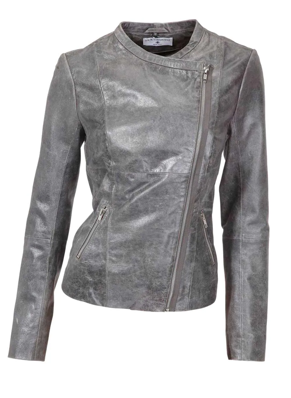 Rick Cardona Lederjacke handschuhweiches Lammnappa echt Leder Jacke grau-silber