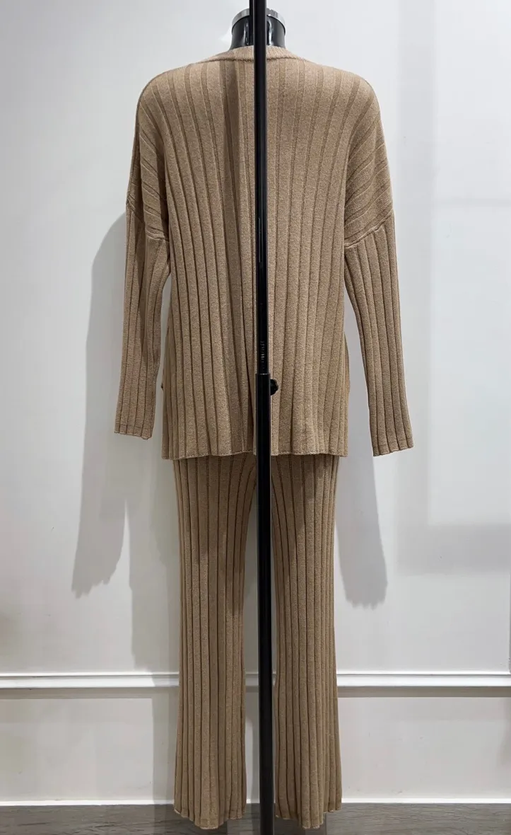 Rippstrick-Cardigan-Set
