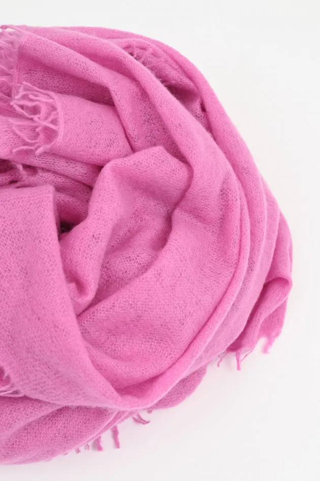 Schal mit Fransenkante aus Cashmere in Rosa