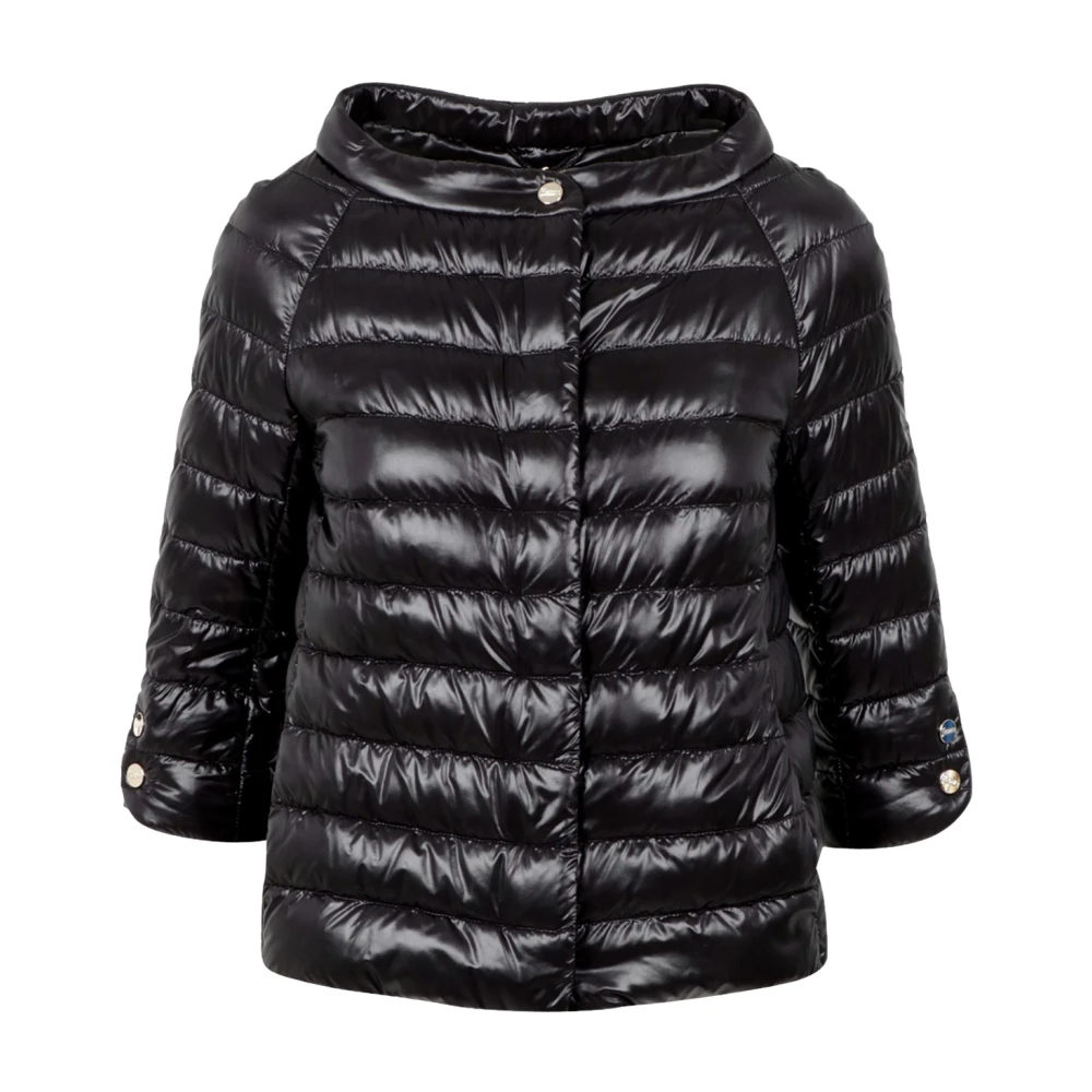 Schwarze Seidige Daunenjacke