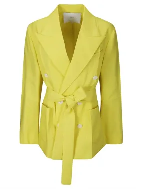   Setchu  Double-Breasted Wool Jacket Yellow  Blazer 