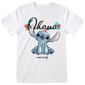 Stitch Ohana Means Family T-Shirt – Disney Weißes Unisex Shirt