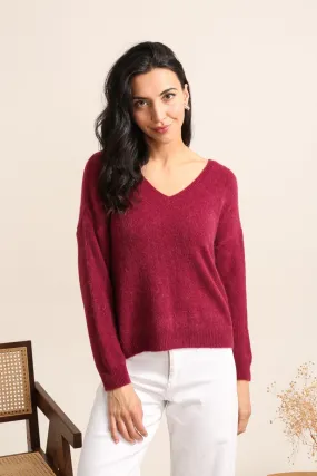 V-AUSSCHNITT-PULLOVER AUS ALPAKA UND WOLLE