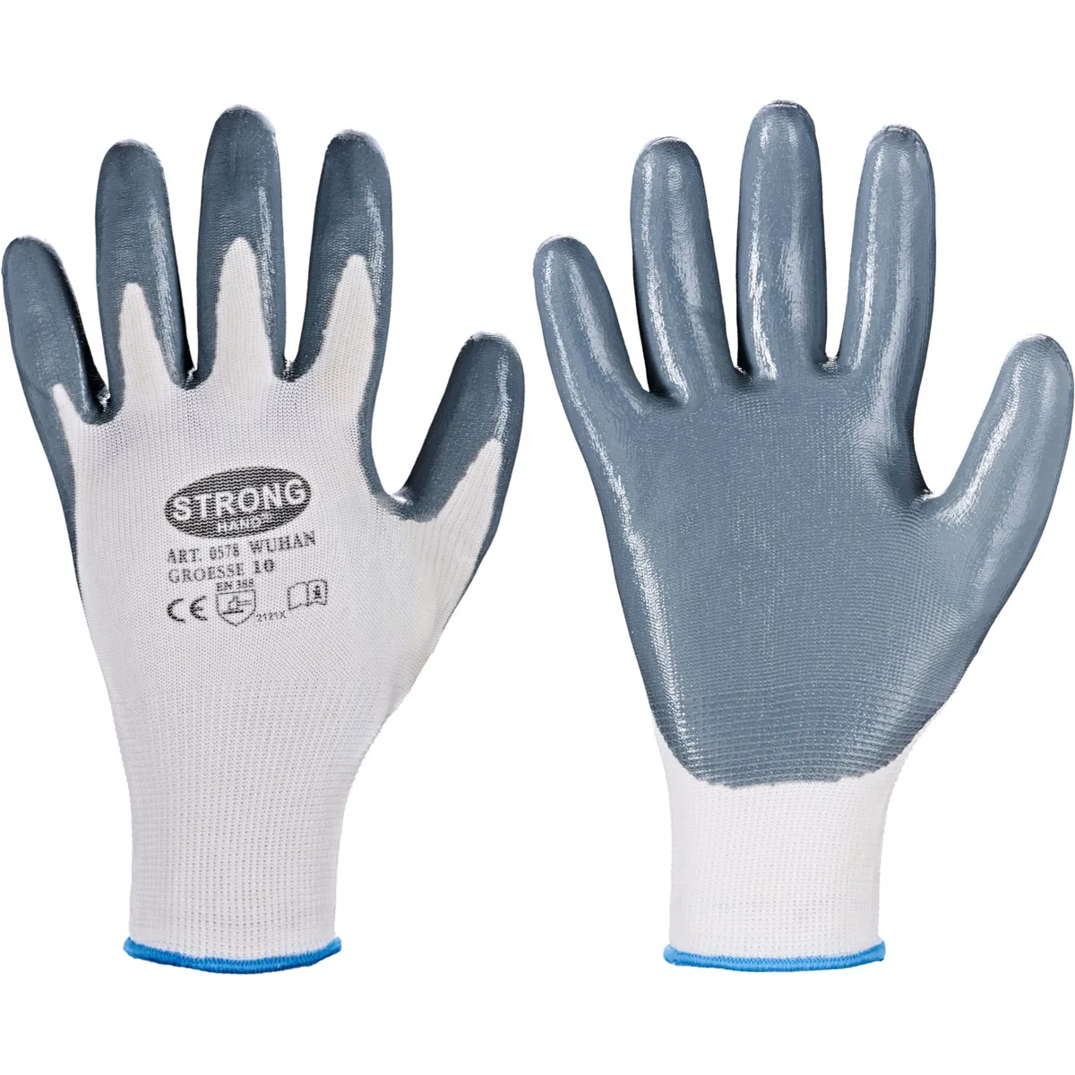 WUHAN, Handschuhe, Polyester / Nitril, weiß - Stronghand - 0578
